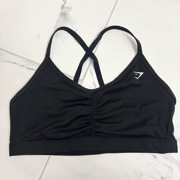 Gymshark Other - Gymshark Ruched Sports Bra Medium Black Activewear Athleisure Pilates Yoga